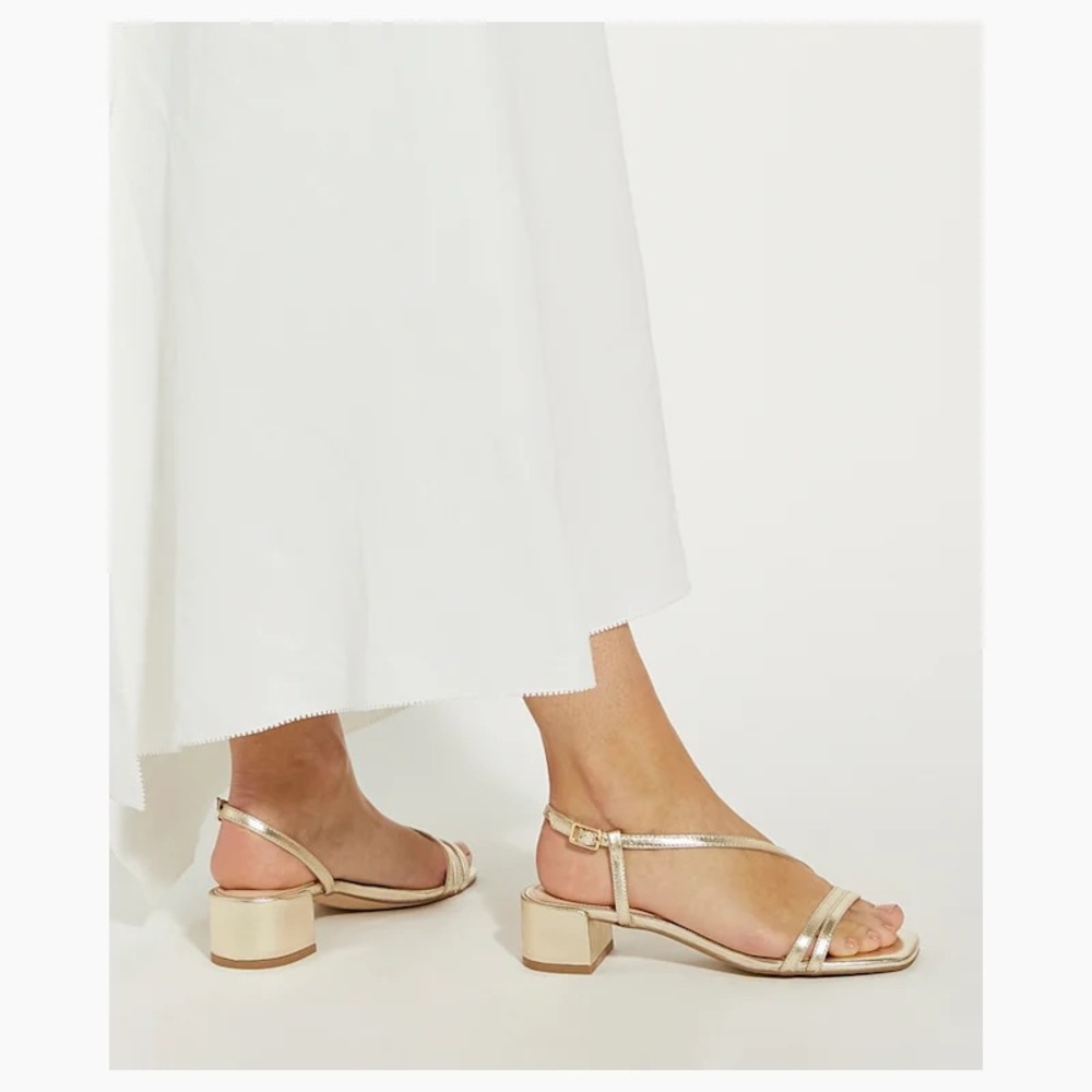 Dune London Maryanne Gold Block Heel Sandal 41 10 Low Strappy